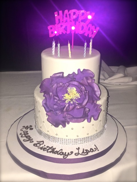 Purple and White Birthday Cake